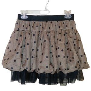 Beige Polka Dot Skirt with Mesh Jr Medium (women Small or XS)
